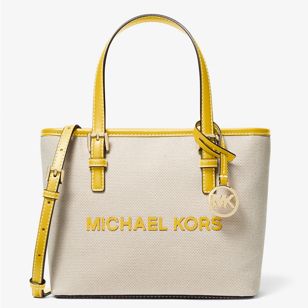 ‼️LOW START‼️ 🌼🩷MICHAEL KORS Jet Set Travel Extra-Small Canvas Top-Zip Tote bag
